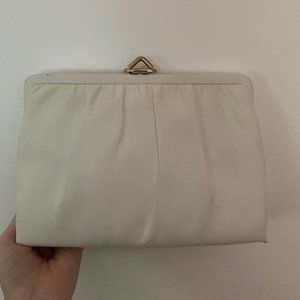 Vintage Mardane WHITE and CREAM Leather Clutch